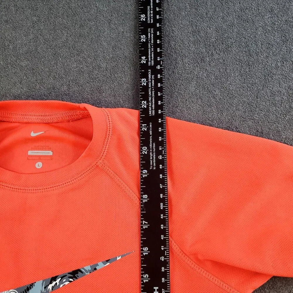 Nike Dri-Fit T-Shirt Youth Orange Athletic Training 3/4 Sleeve Tee Size Large